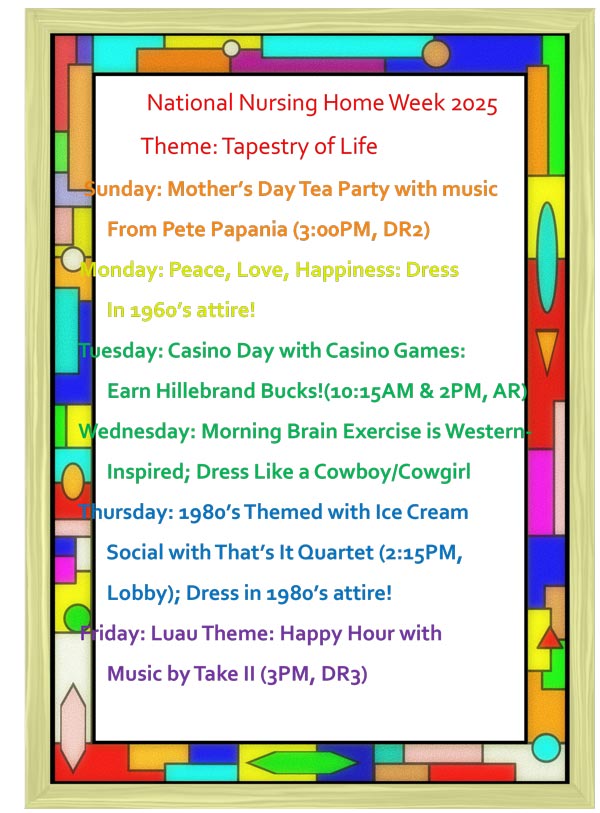 National Nursing Home Week schedule